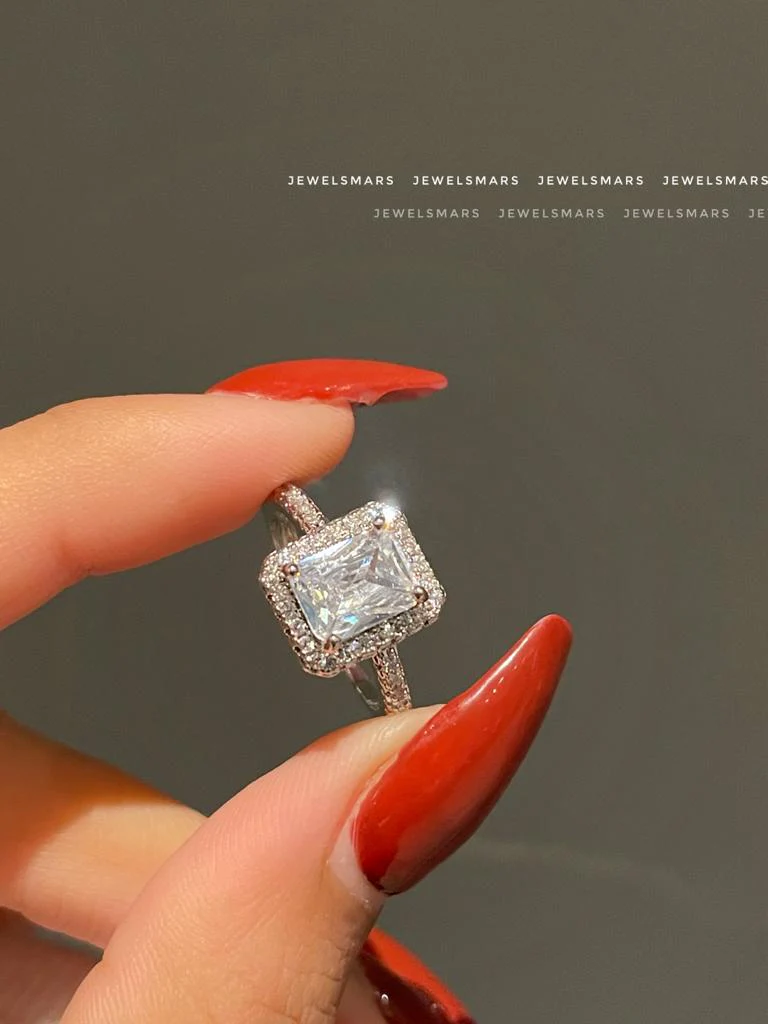 Rectangular cut Solitaire Ring - Image 2