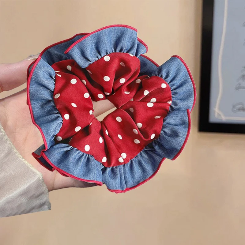 Red Drama Ruffle Scrunchie - Image 3