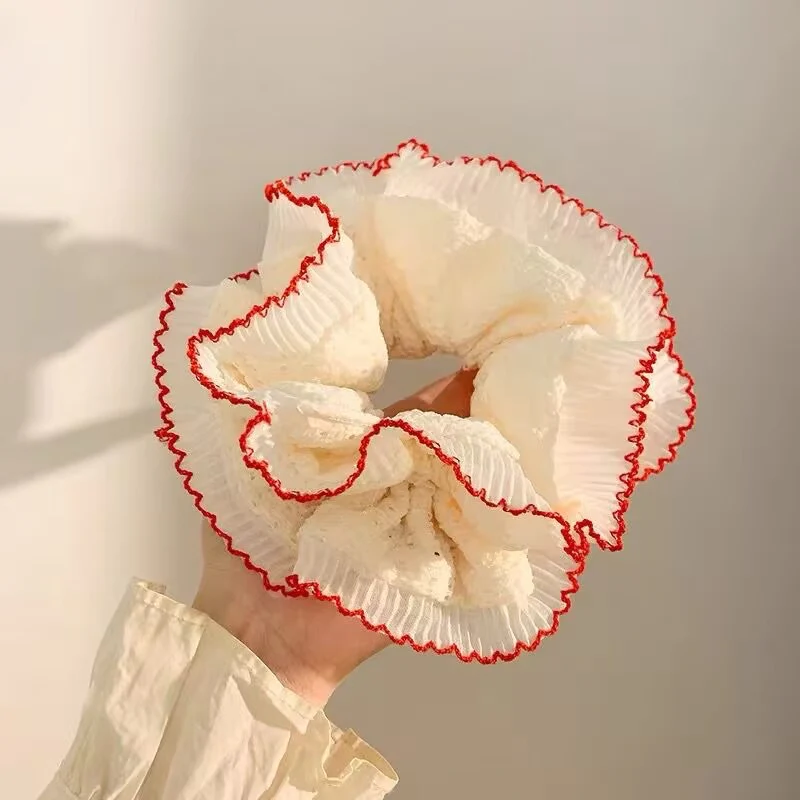 Red edged Frill Scrunchie - Image 6