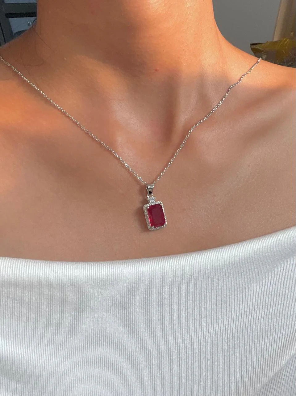 Red Solitaire Necklace