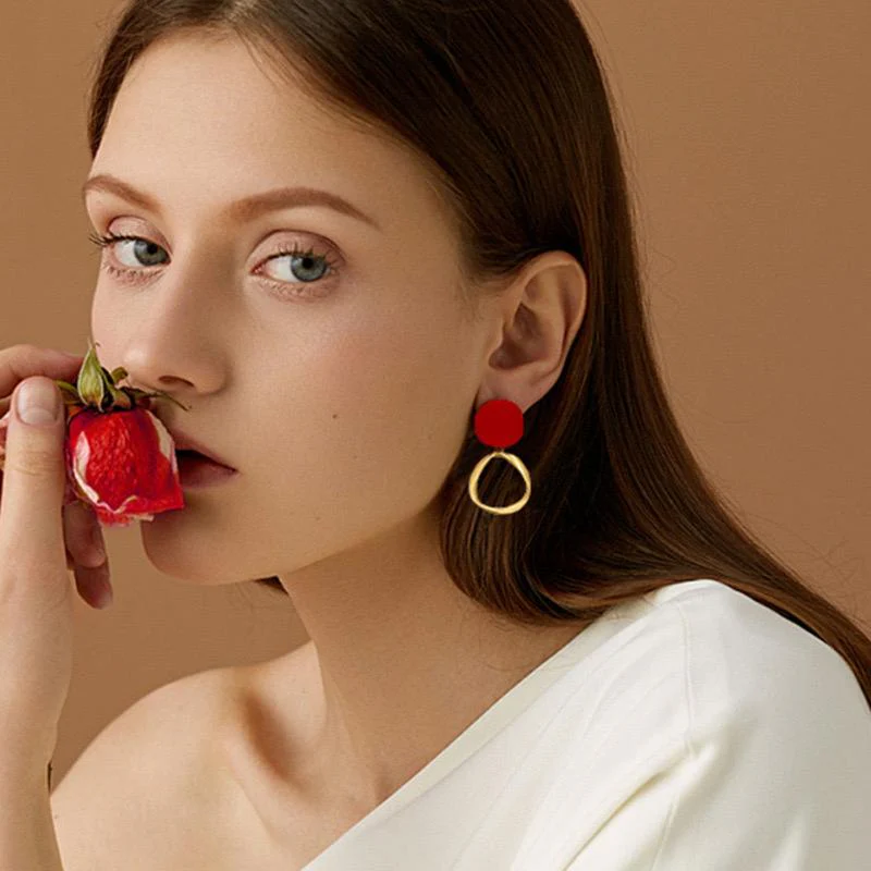 Red Statement Earrings - Image 2