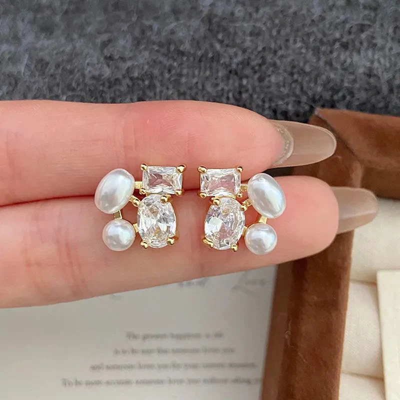 Rhinestone Reverie Pearl Earrings - Image 3
