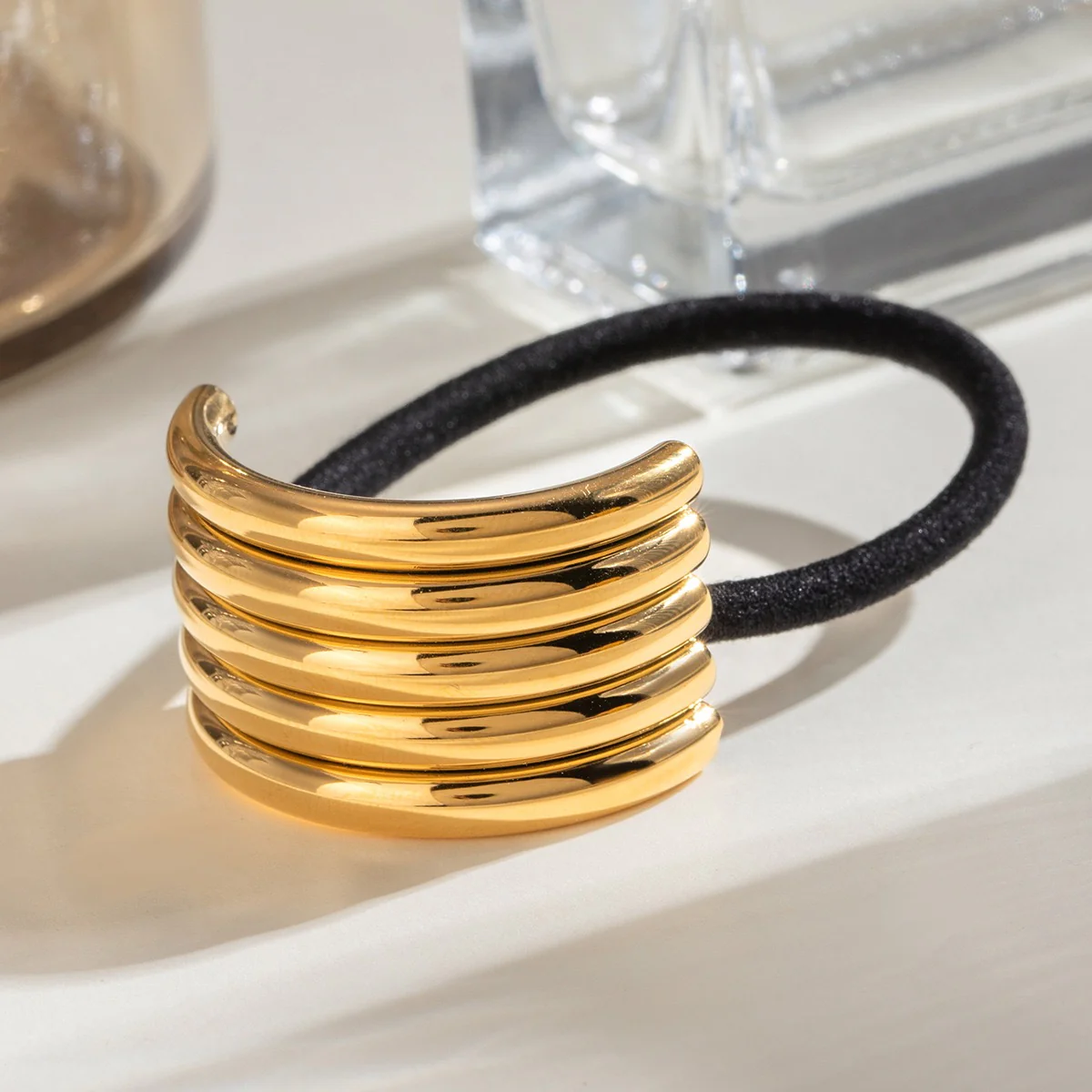 Ribbed Statement Metal Hair Tie - Image 3