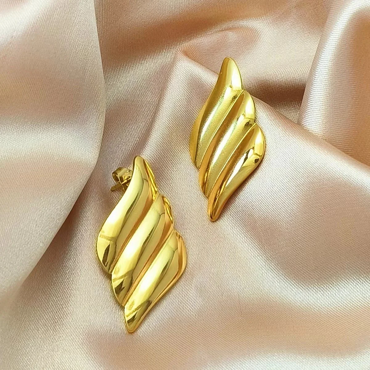 Ripple Effect Gold Earrings - Image 3