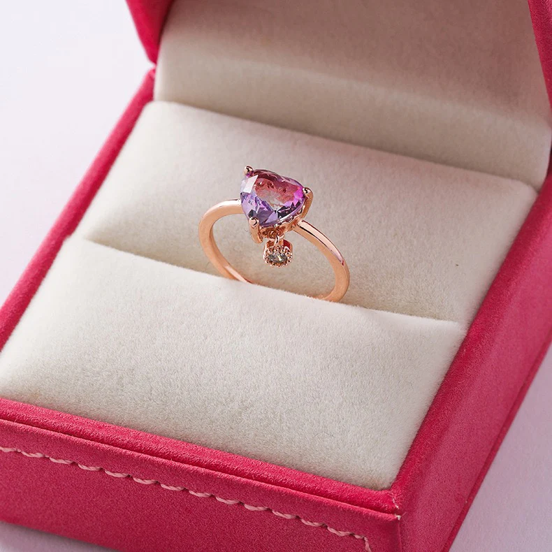 Romantic Rhinestone Heart Ring - Image 2