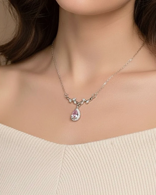 Rosé Teardrop Necklace