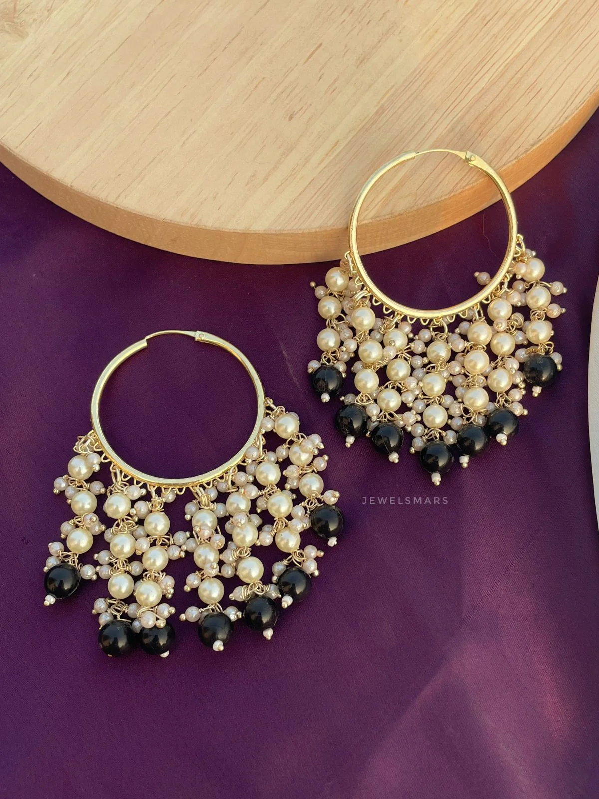 Sahiba Pearl Hoop Earrings - Image 2