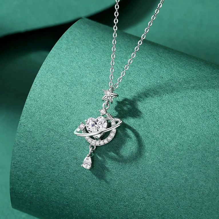 Saturn lite Necklace- silver - Image 2
