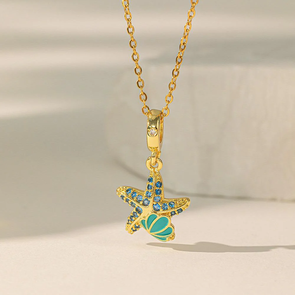 Sea Shell Necklace - blue - Image 2