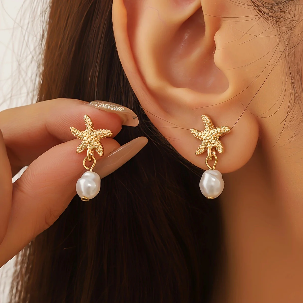 Sea Siren Pearl Drop Earrings - Image 2