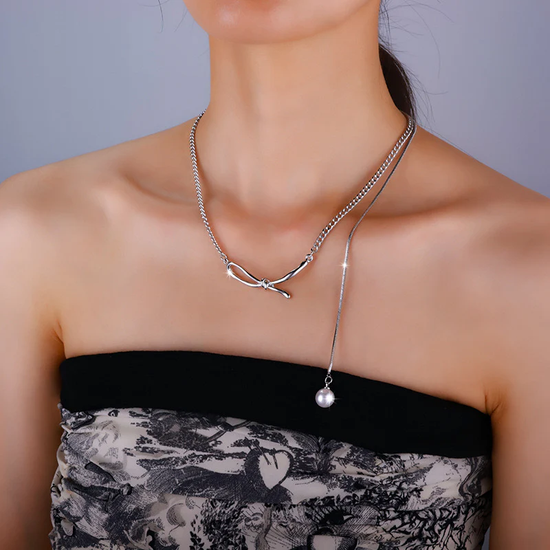 Silver Entangle Pearl Necklace - Image 2