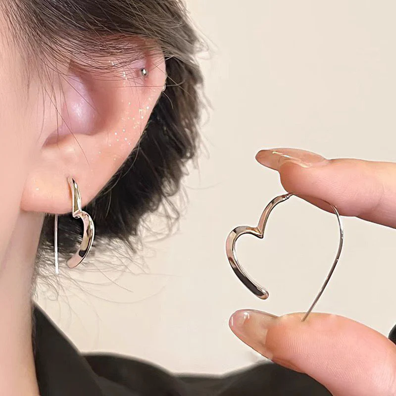 Silver Heart Hoop Earrings