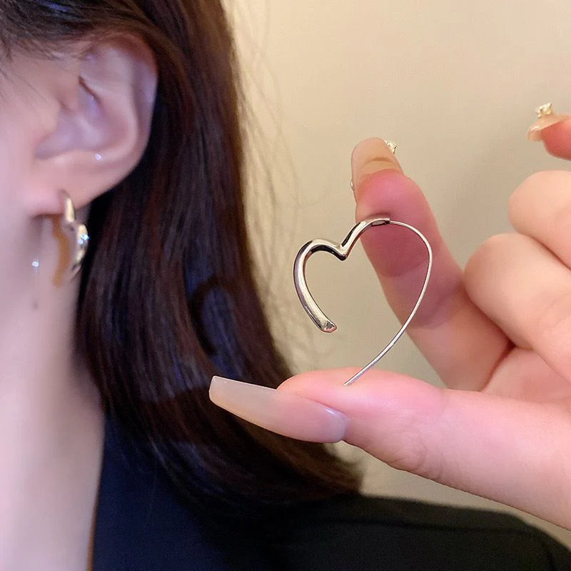 Silver Heart Hoop Earrings - Image 8