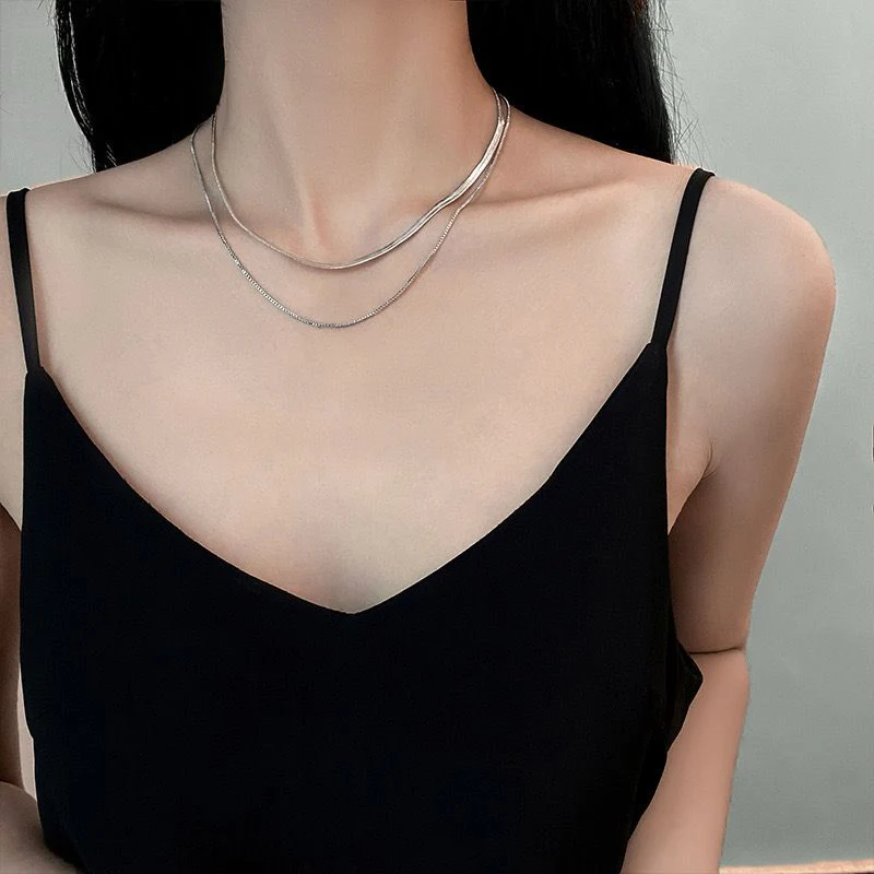 Silver Lining Double Layered Necklace - Image 4