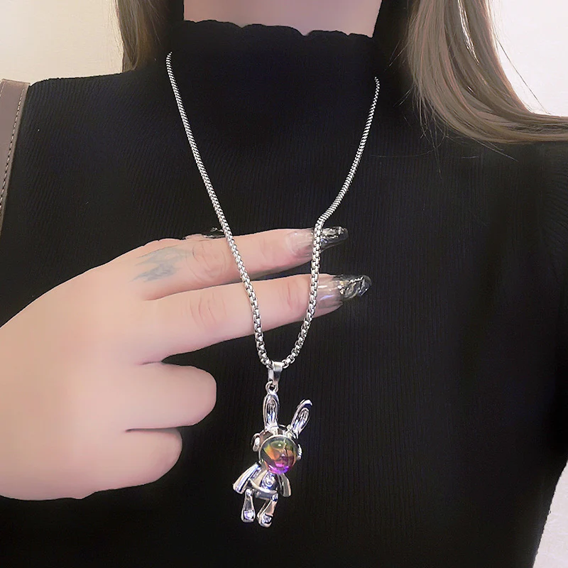 Silver Bunny Unisex Necklace - Image 2
