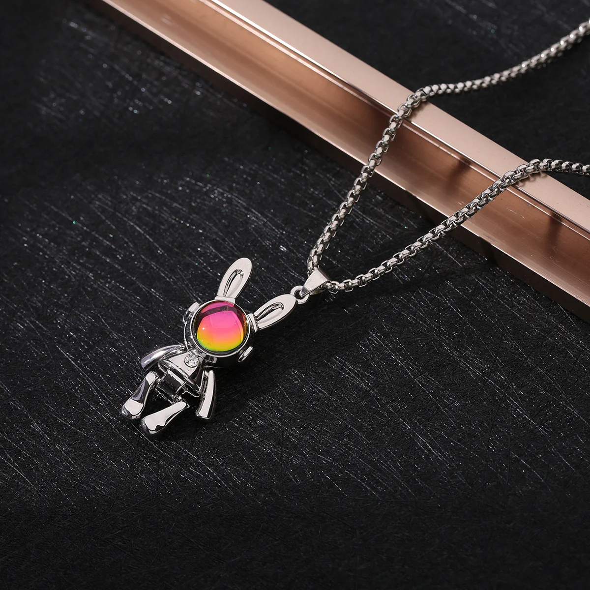 Silver Bunny Unisex Necklace - Image 3