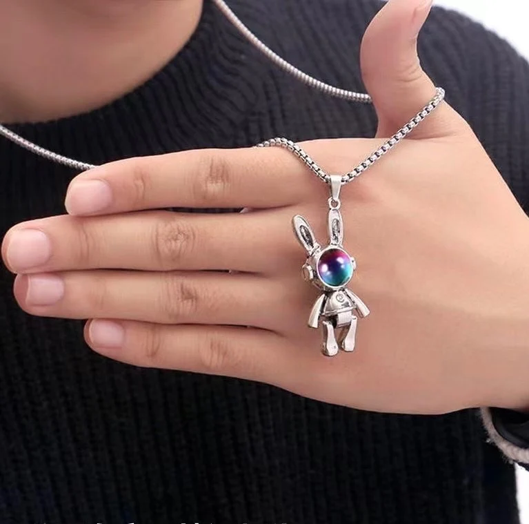 Silver Bunny Unisex Necklace - Image 4