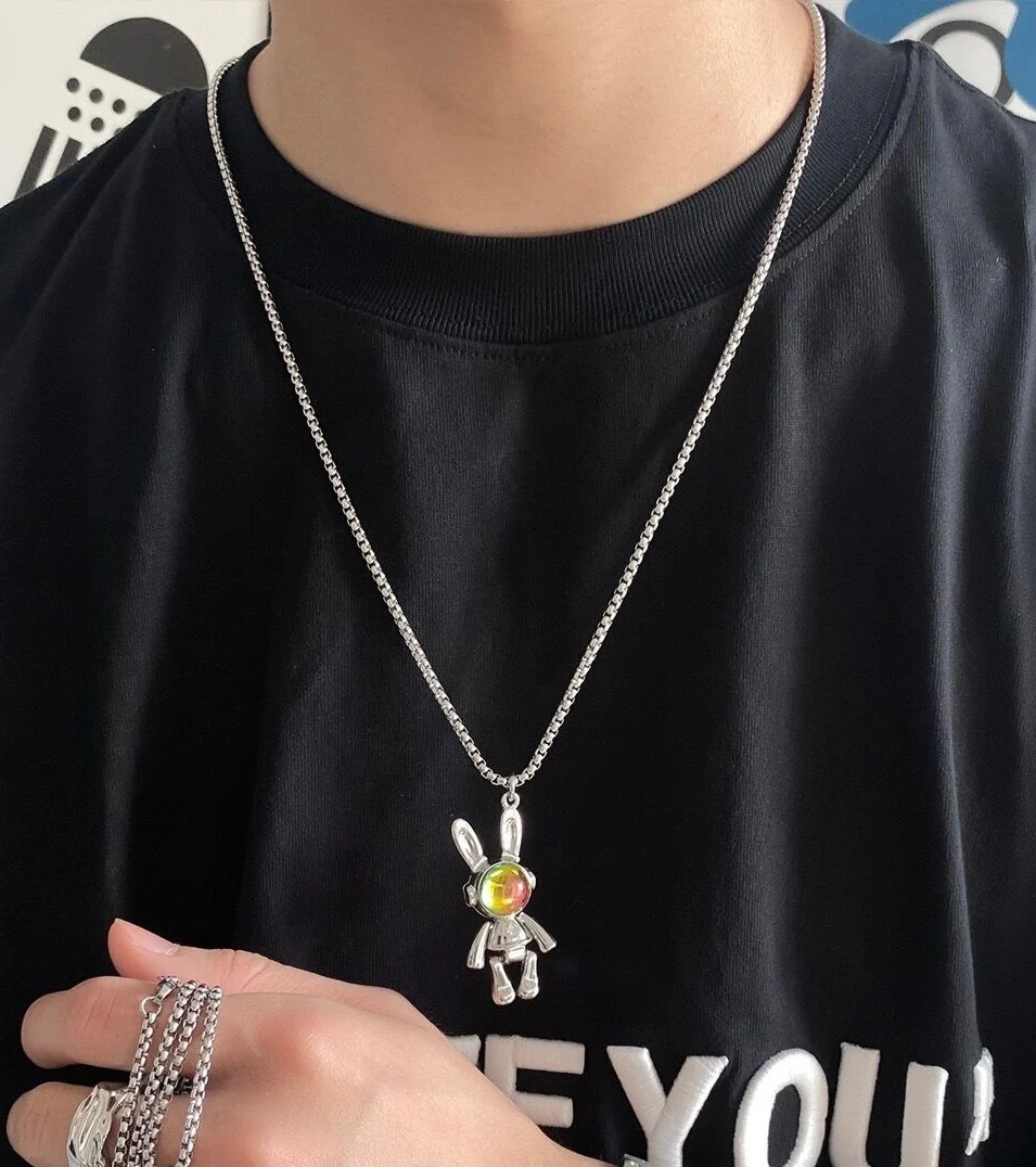 Silver Bunny Unisex Necklace - Image 6