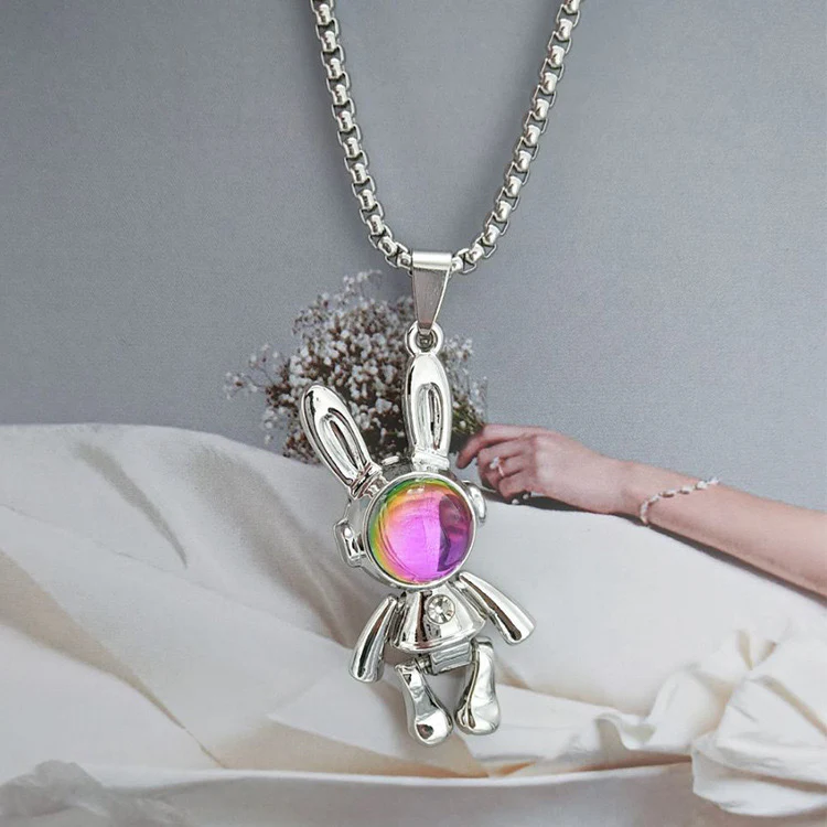 Silver Bunny Unisex Necklace - Image 7