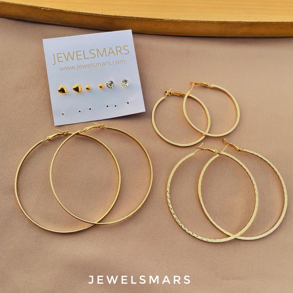 SIMPLE HOOPS &amp; STUD COMBO (25rs each only)