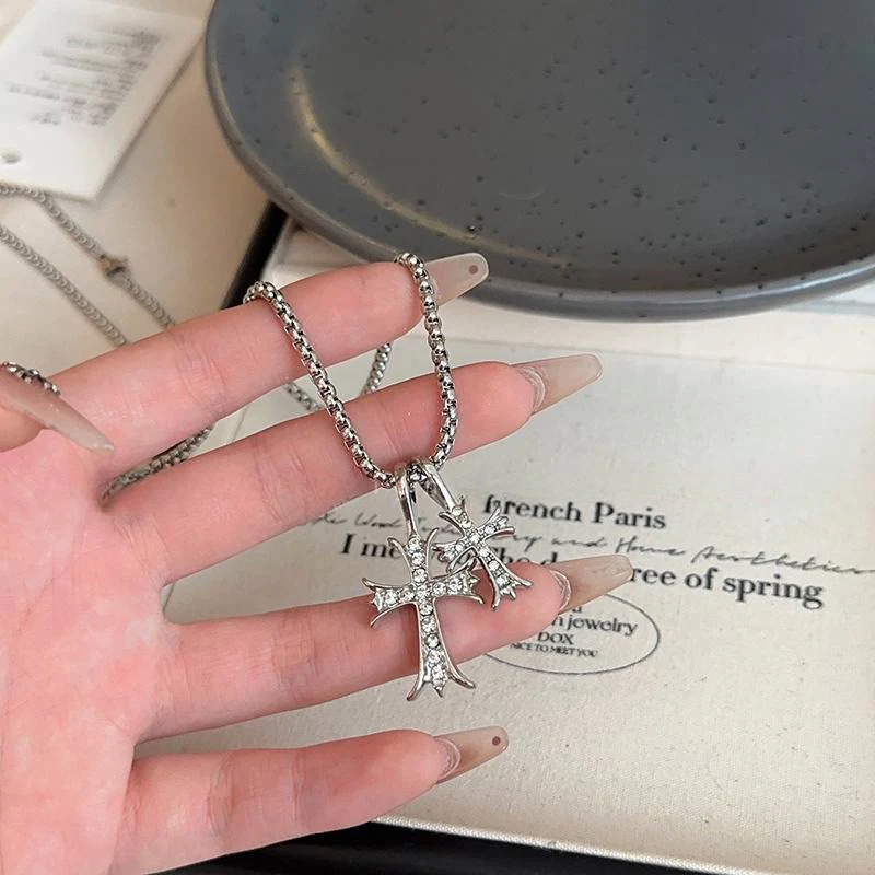Sinful Pair Cross Necklace
