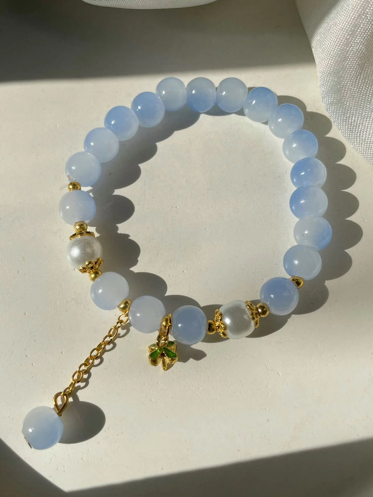 Soft Blue Tree Charm Bracelet