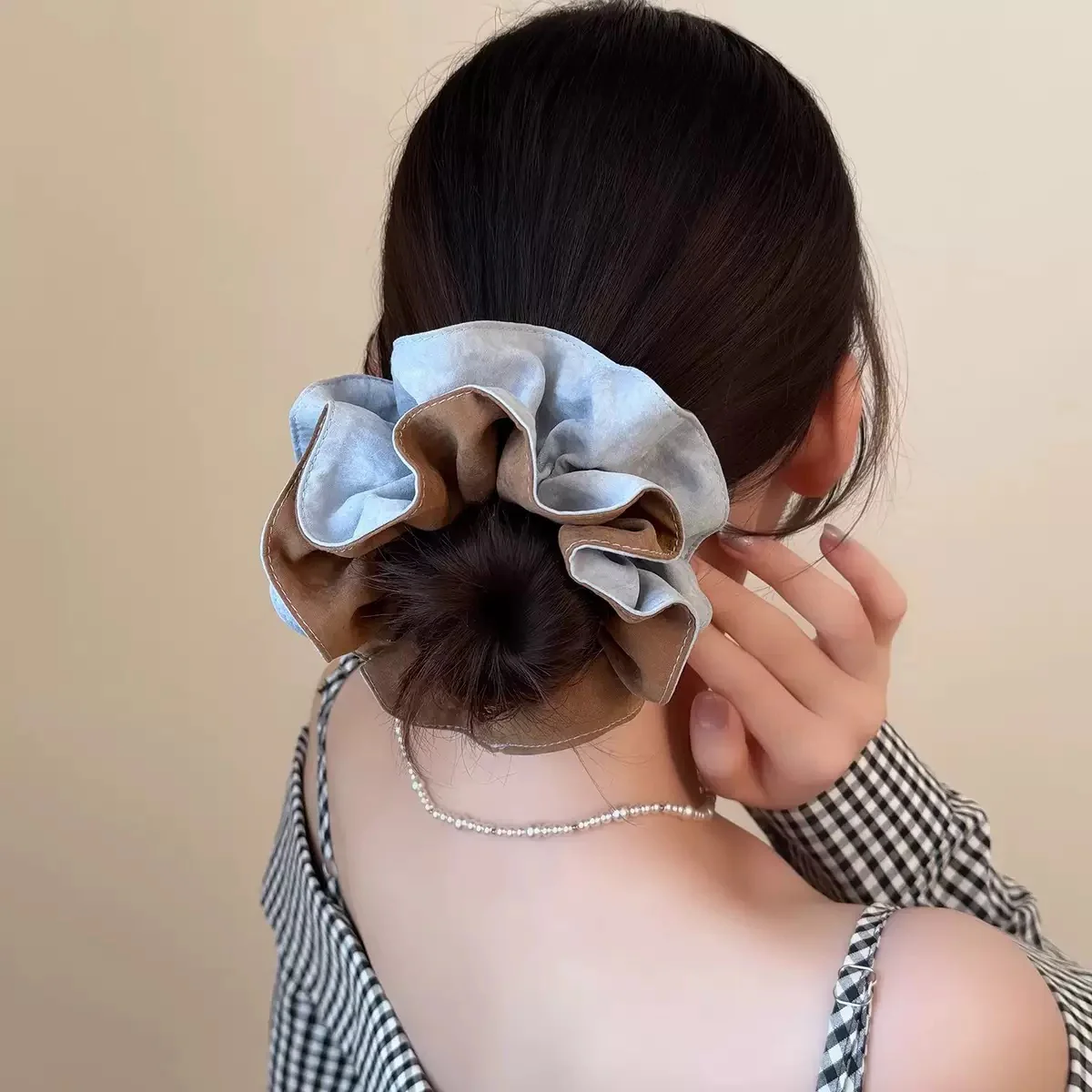 Soft Sky Contrasting Scrunchie - Image 3