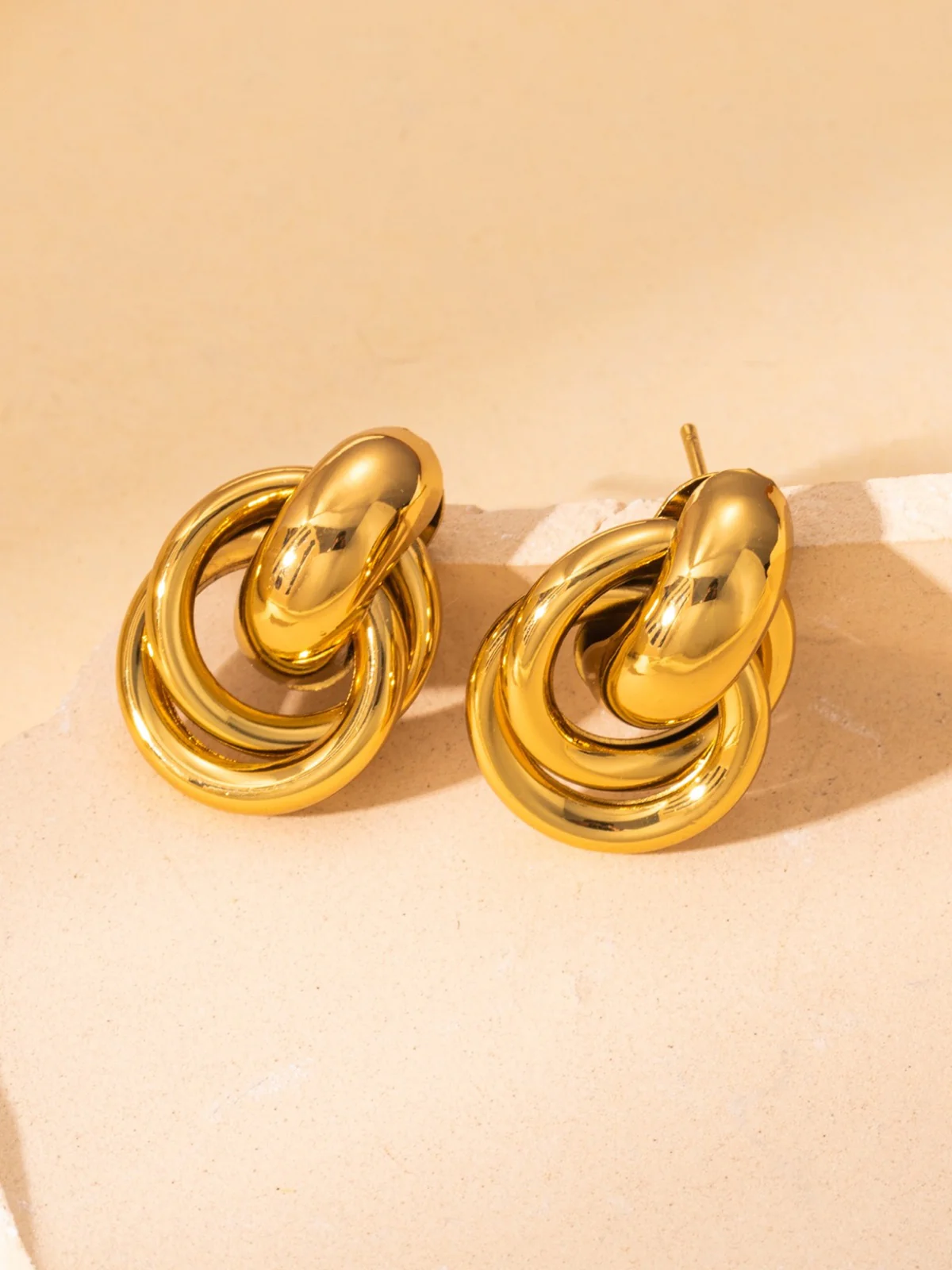 Soft Statement Gold Earrings - Image 2