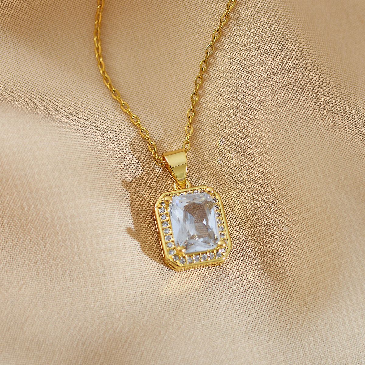 Solid Square Solitaire Necklace - Image 3