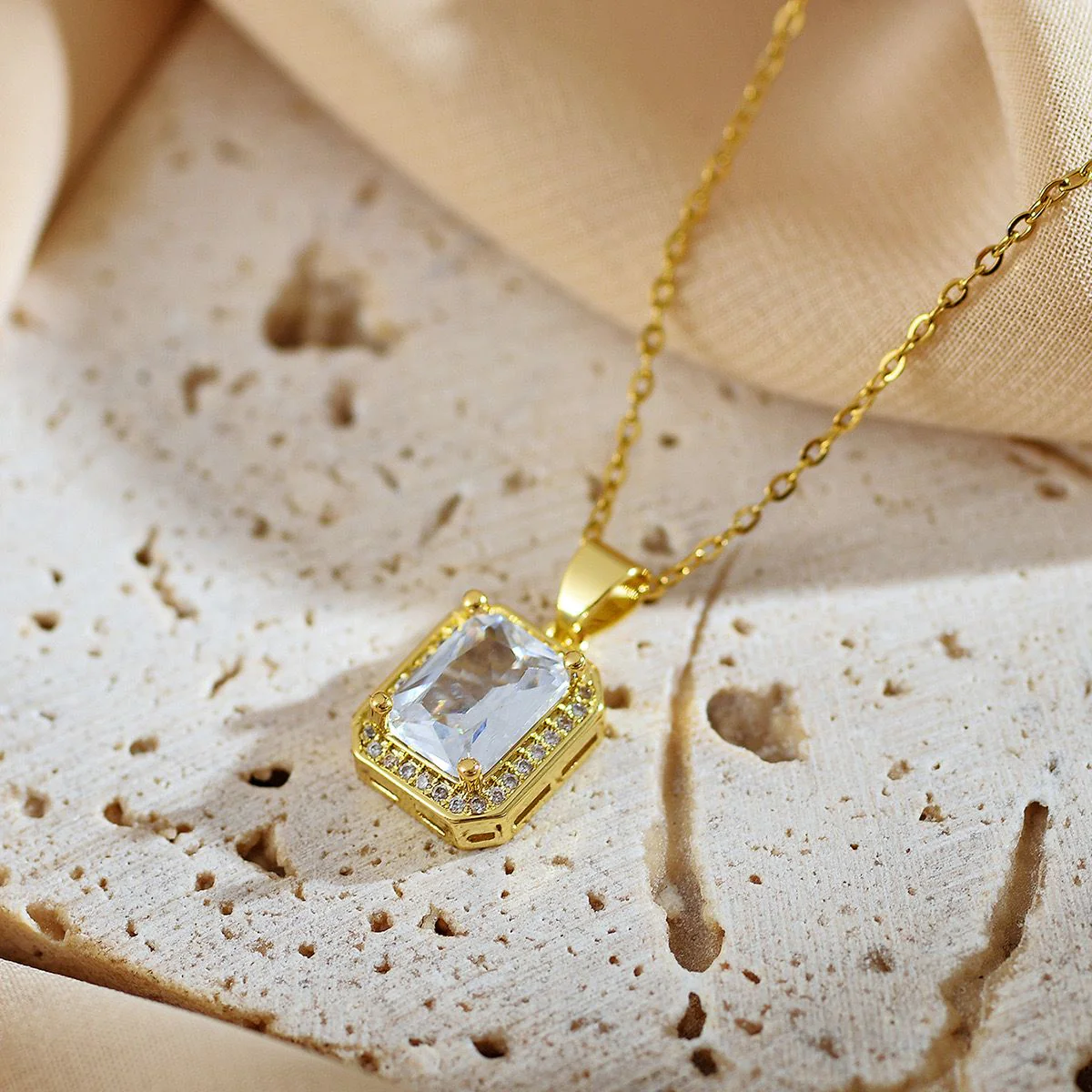 Solid Square Solitaire Necklace - Image 4