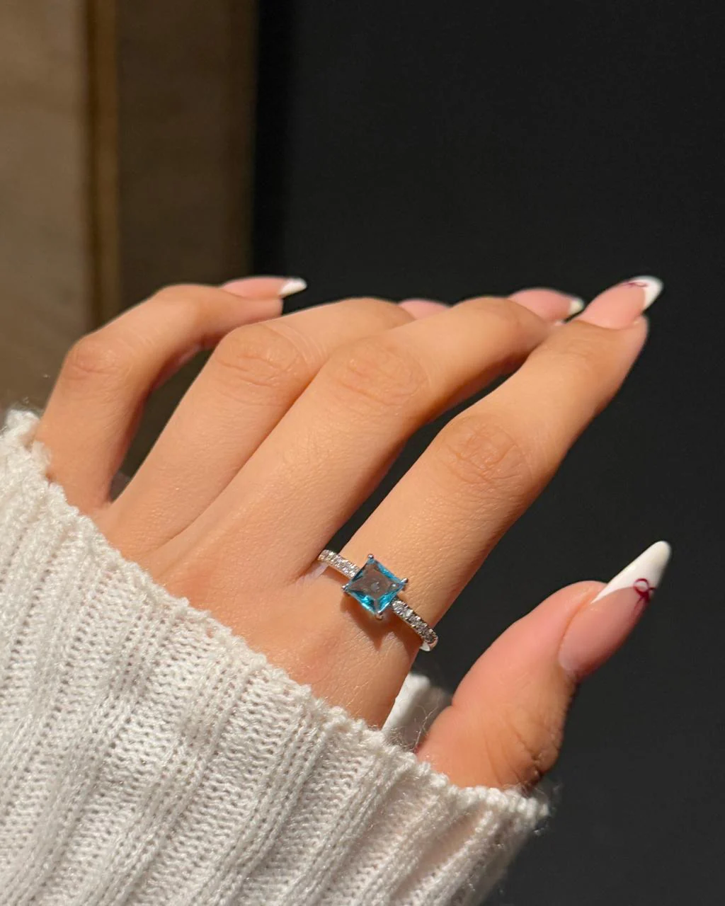 Square cut Ring- teal blue - Image 3