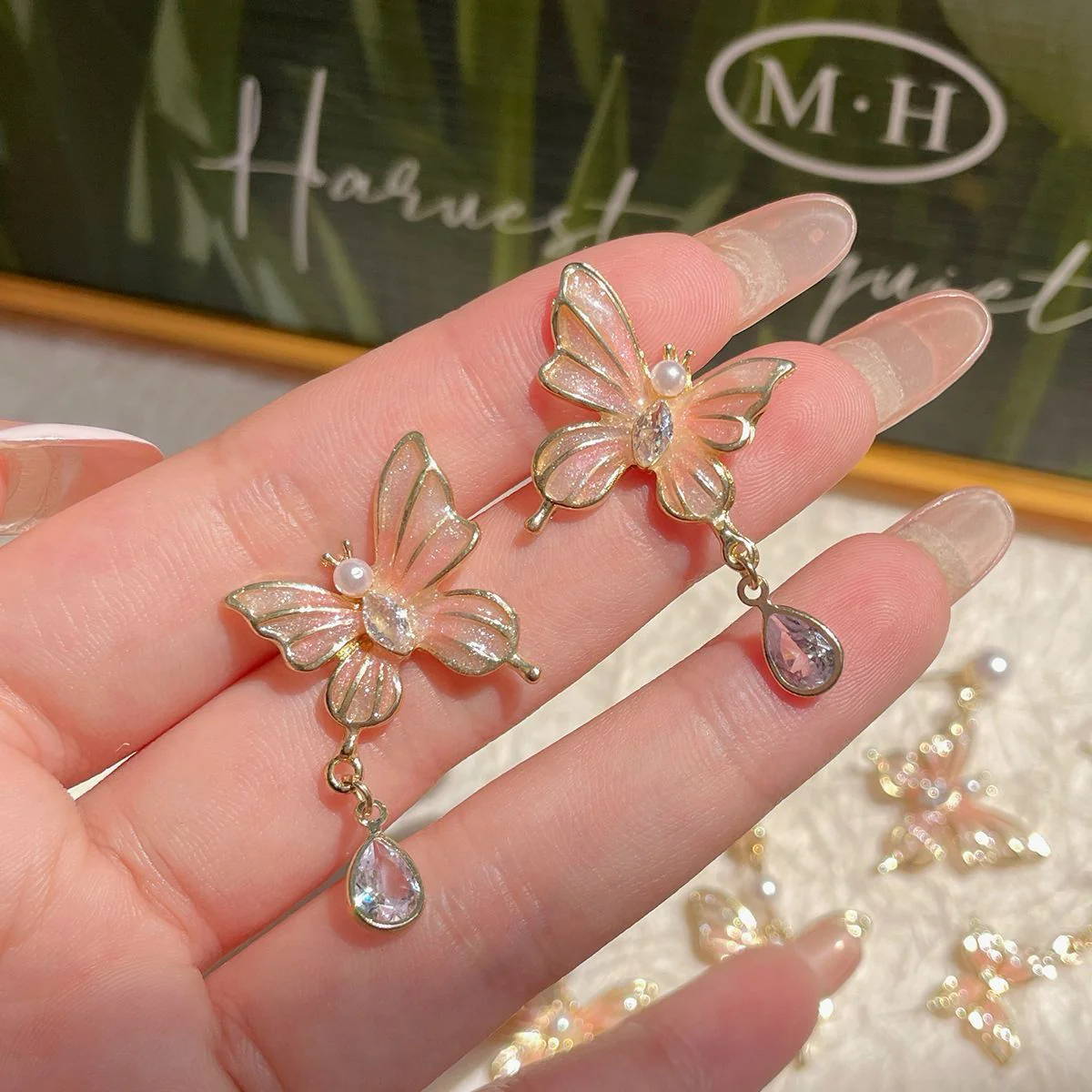 Stacy Butterfly Drop Earrings - Image 3