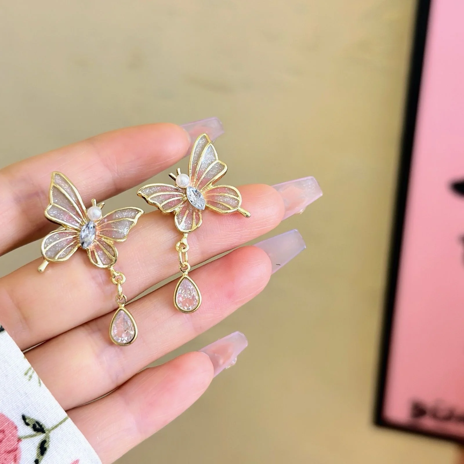 Stacy Butterfly Drop Earrings - Image 4