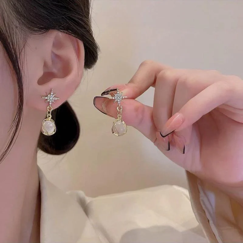 Star Opal Pearl Earrings - Image 2