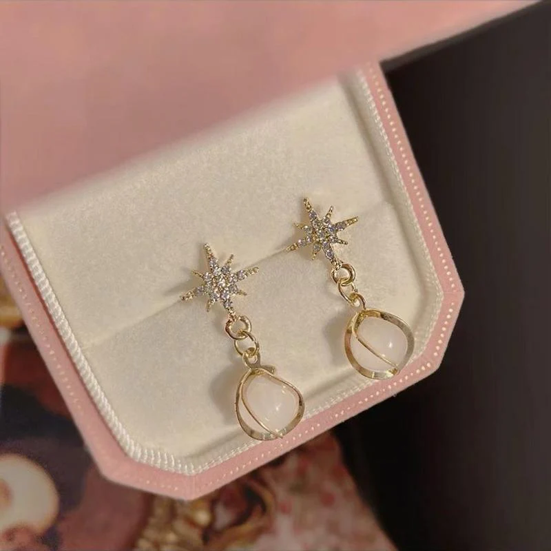 Star Opal Pearl Earrings - Image 5