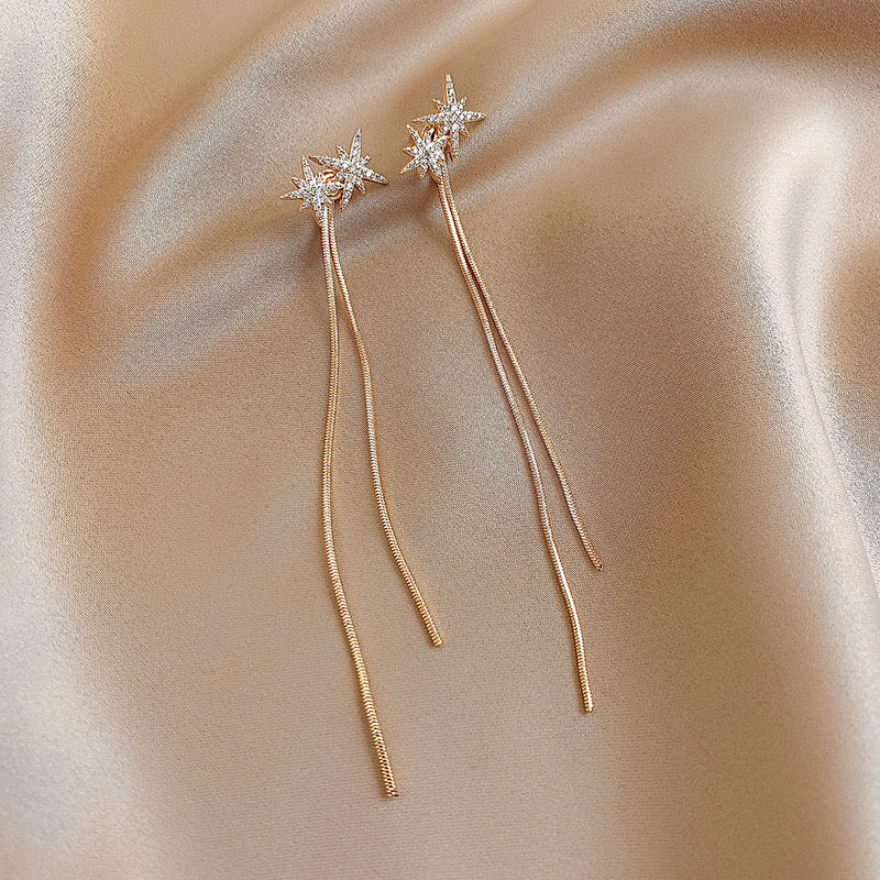 STAR TASSEL DROP EARRINGS - can be worn in multiple ways - Image 2