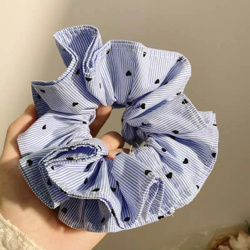Striped Fluff Blue Scrunchie