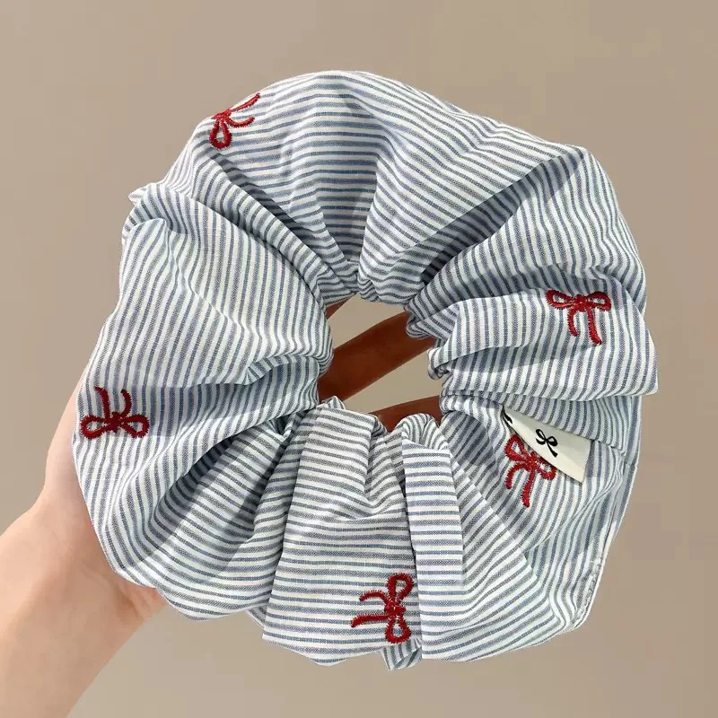 Stripes n Scarlet Bow Scrunchie