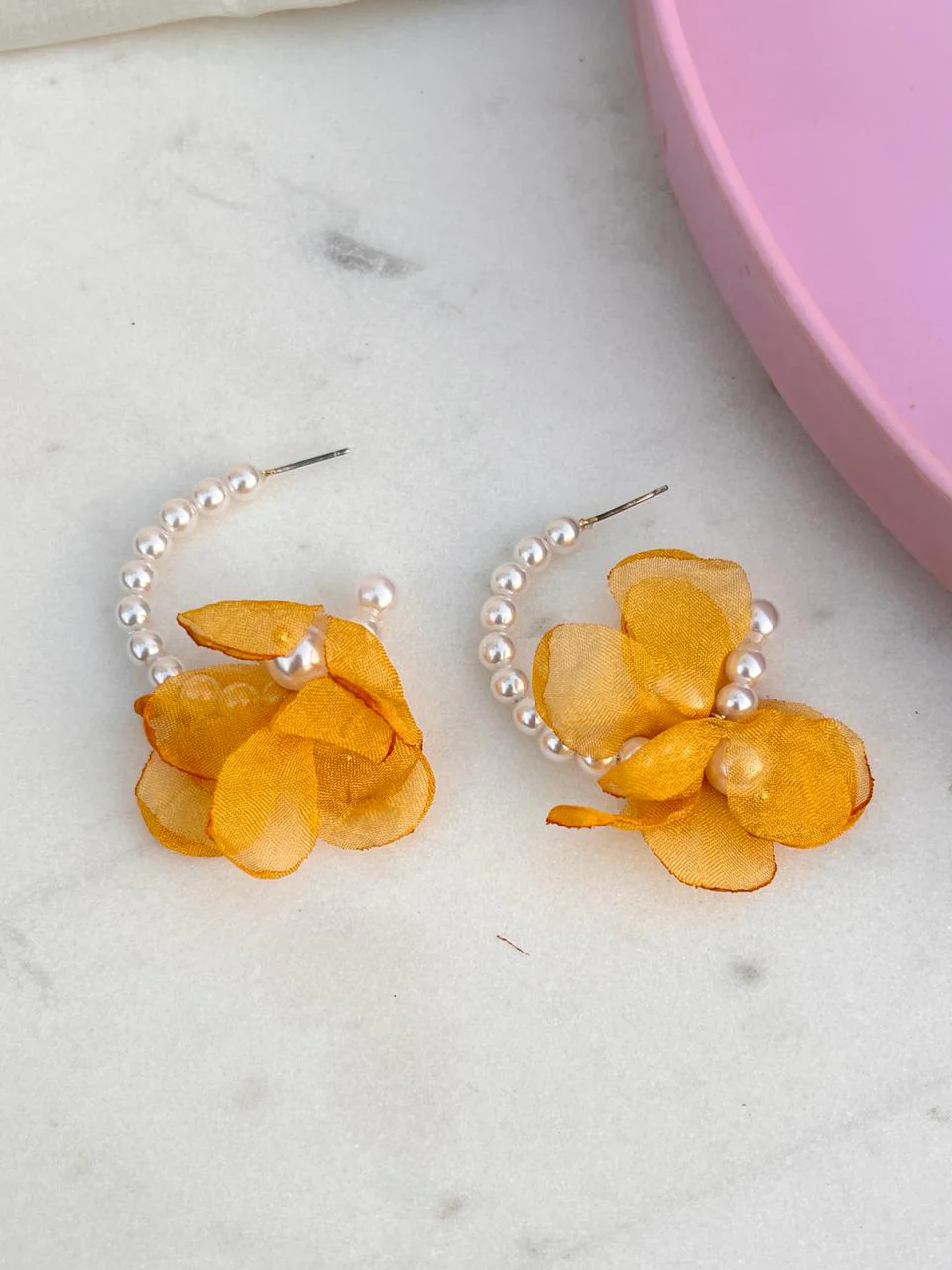 Summer Kiss Floral Pearl Hoop Earrings - Image 2