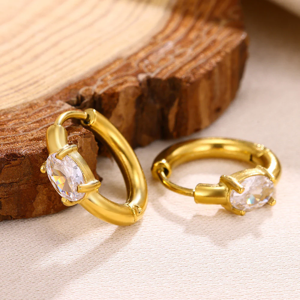 Sylvie Small Rhinestone Hoop Earrings - Image 2