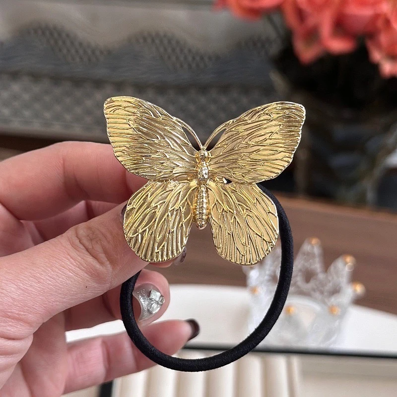 Textured Butterfly Statement Metal Hair Tie - Image 2