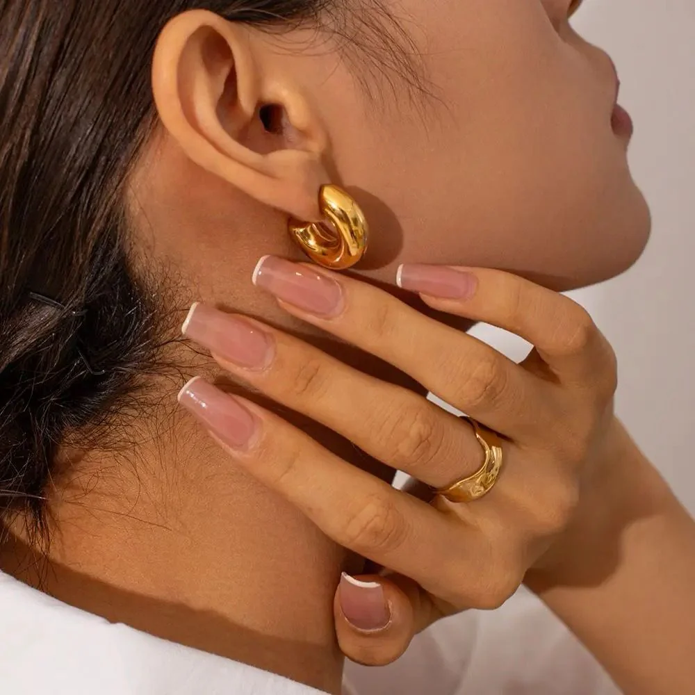 The Chunky Tube  Hoops (Anti Tarnish) - Image 2