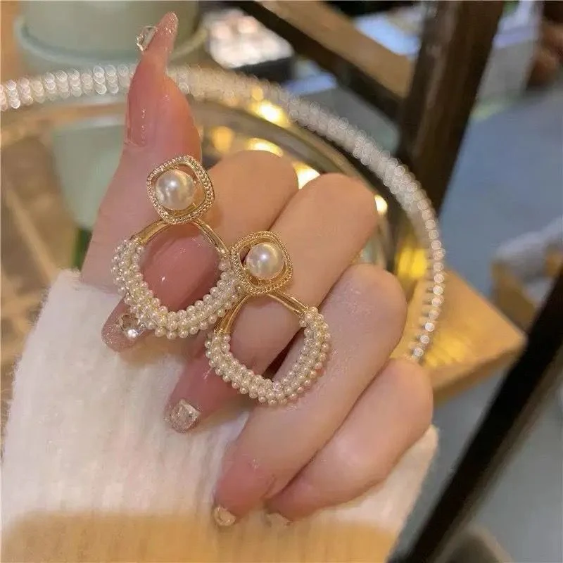 The elegance of Pearl statement Korean earrings - Image 3