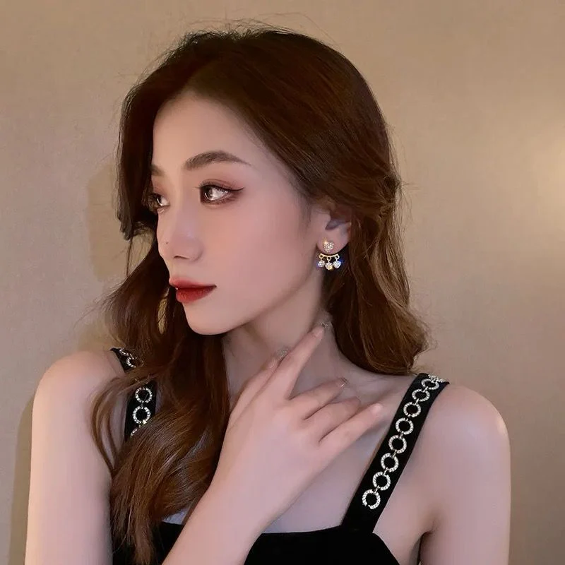 The Heart drop Korean earrings -can be worn in multiple ways - Image 6