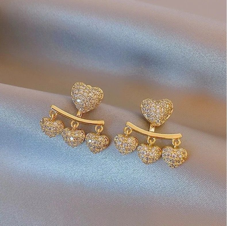 The Heart drop Korean earrings -can be worn in multiple ways - Image 7