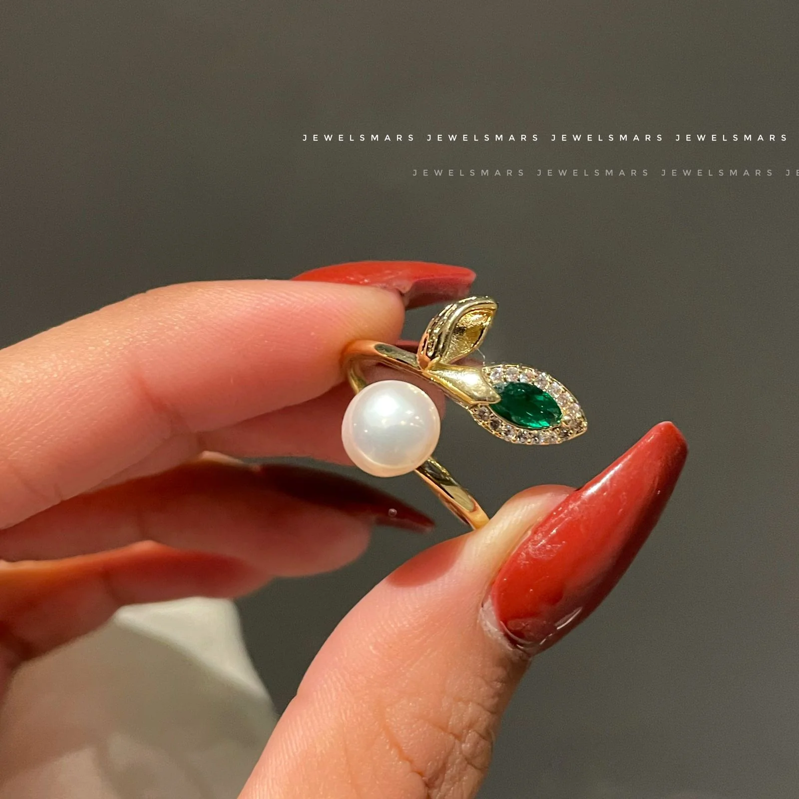 The Megan Leaf Pearl Ring - Image 2
