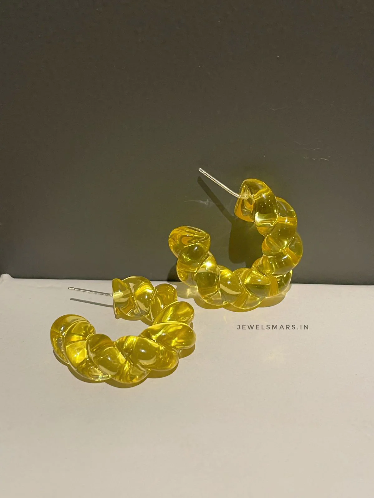 The Sunrise Yellow Twisted Hoop Earrings - Image 2
