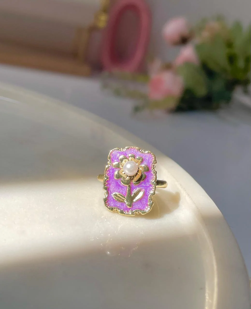 Theodora Pearly Flower Ring - Image 2