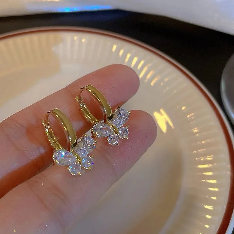 Tiny butterfly Huggies- Korean earrings - Image 2