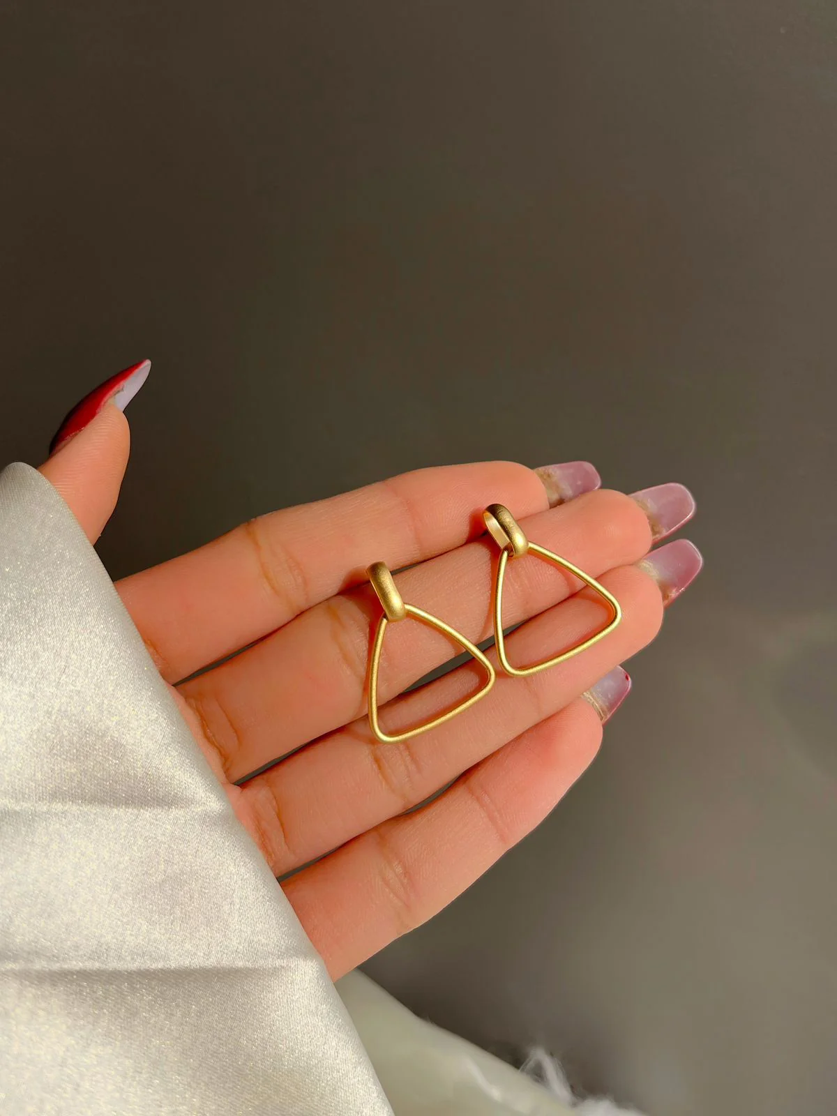 Triangular Minimal Statement Earrings - Image 2